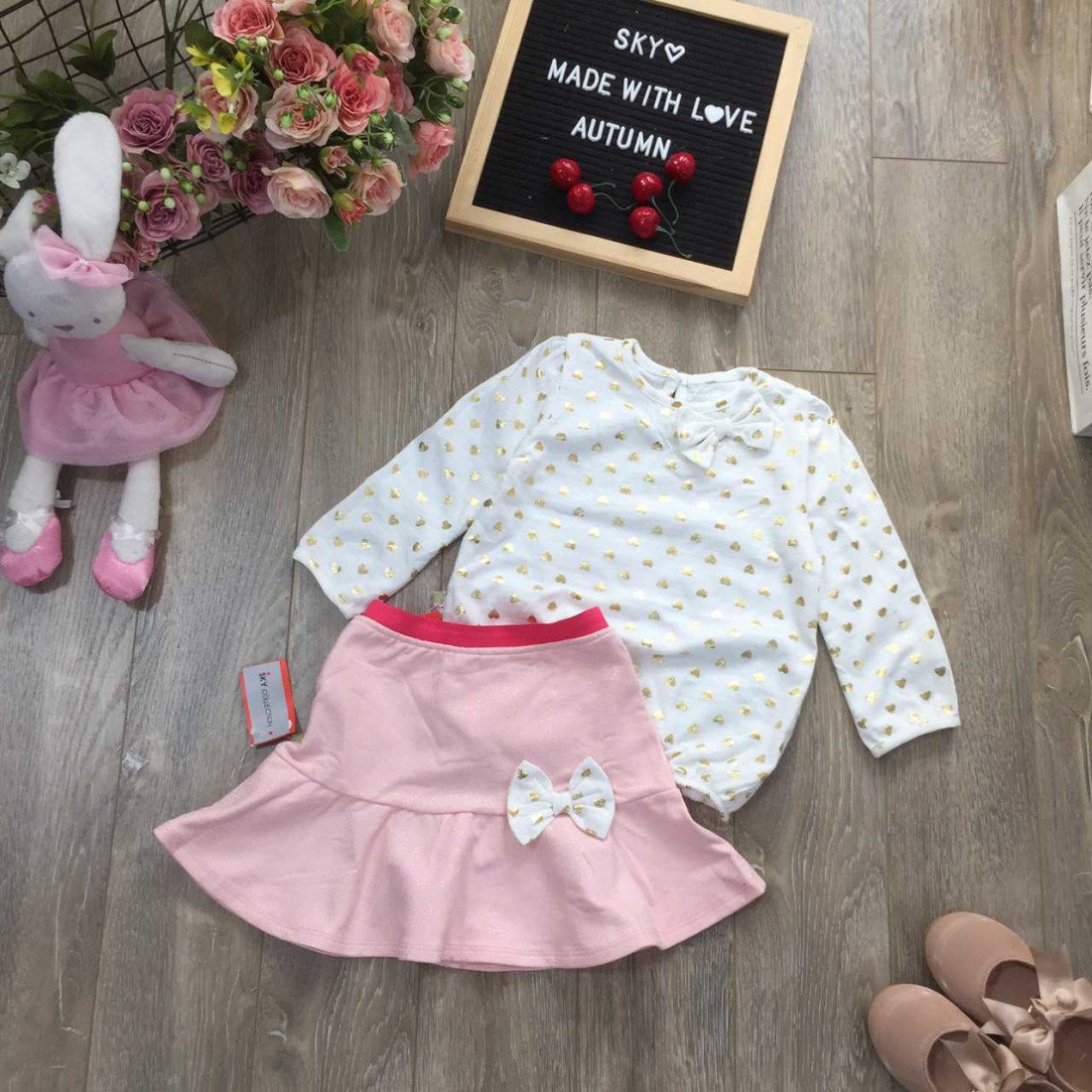 bộ áo chân váy tim-